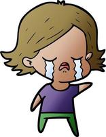 cartoon girl crying vector