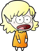 cartoon shocked elf girl vector