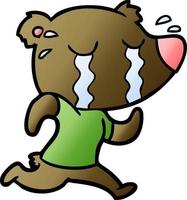 cartoon crying bear running vector