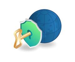 Earth security lock vector