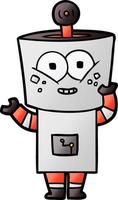 happy cartoon robot waving hello vector