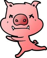 cerdo de dibujos animados enojado vector