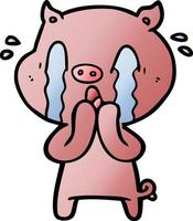 crying pig cartoon vector