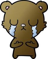 crying cartoon bear vector