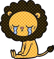 crying cartoon lion vector