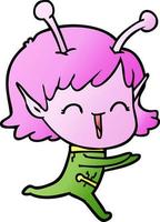 cartoon alien girl laughing vector