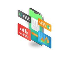 Analyzing company data with a smartphone vector