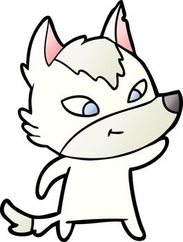 lobo de dibujos animados amistoso vector