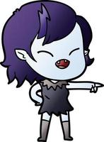 cartoon vampire girl pointing and laughing vector