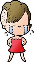 cartoon crying girl vector