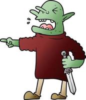 cartoon goblin with knife vector