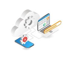 Cloud server test app smartphone vector