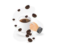 Bring a cup of coffee with the beans vector