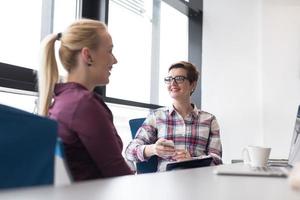 young business woman at modern office meeting room photo