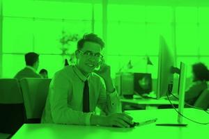 businessman working using a computer in startup office photo