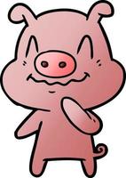 nervous cartoon pig vector