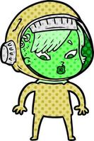 cartoon astronaut woman vector