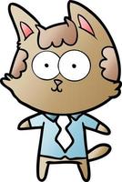 oficinista de gato de dibujos animados feliz vector