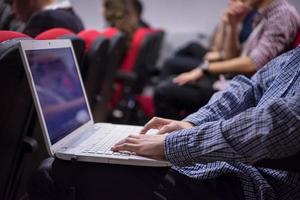 business people hands using laptop computer photo