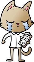 crying cartoon business cat vector