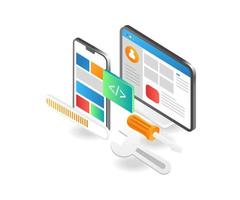 proceso de reparación para el desarrollo de aplicaciones web vector