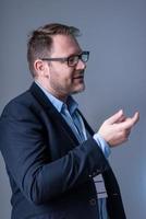 successful businessman giving presentations at conference room photo