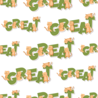 cat cartoon and word pattern png