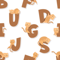 cat cartoon and alphabet pattern png