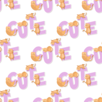 cat cartoon and word pattern png