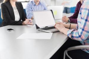 Business Team At A Meeting at modern office building photo