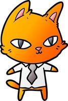 cartoon cat in office clothes vector