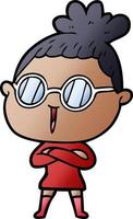 cartoon woman wearing spectacles vector