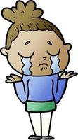 cartoon crying woman shrugging vector