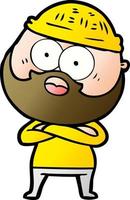 cartoon surprised bearded man vector