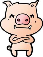 angry cartoon pig vector