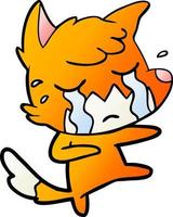 crying fox cartoon dancing vector