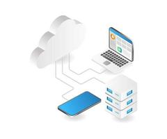 Smartphone computer cloud server vector