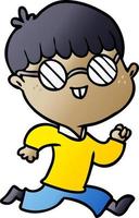 cartoon boy wearing spectacles vector