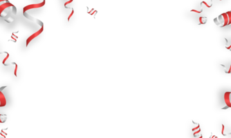 célébration confetti serpentine rouge transparent rectangle cadre image d'arrière-plan png
