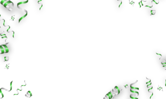 célébration confetti serpentine vert transparent cadre rectangle image d'arrière-plan png