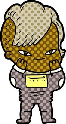 cute cartoon girl with hipster haircut