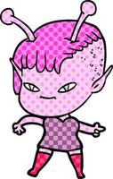 cute cartoon alien girl vector