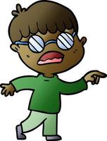 cartoon boy wearing spectacles vector