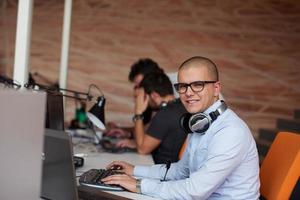 startup business, software developer working on computer photo