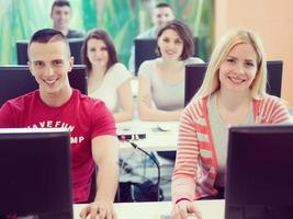 technology students group in computer lab school  classroom photo