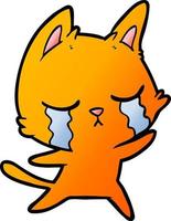 crying cartoon cat vector