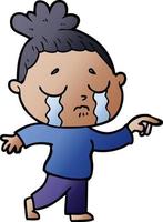 cartoon crying woman pointing vector