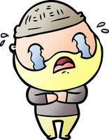 cartoon bearded man crying vector