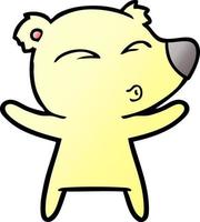 cartoon whistling bear with open arms vector