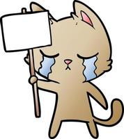 crying cartoon cat vector